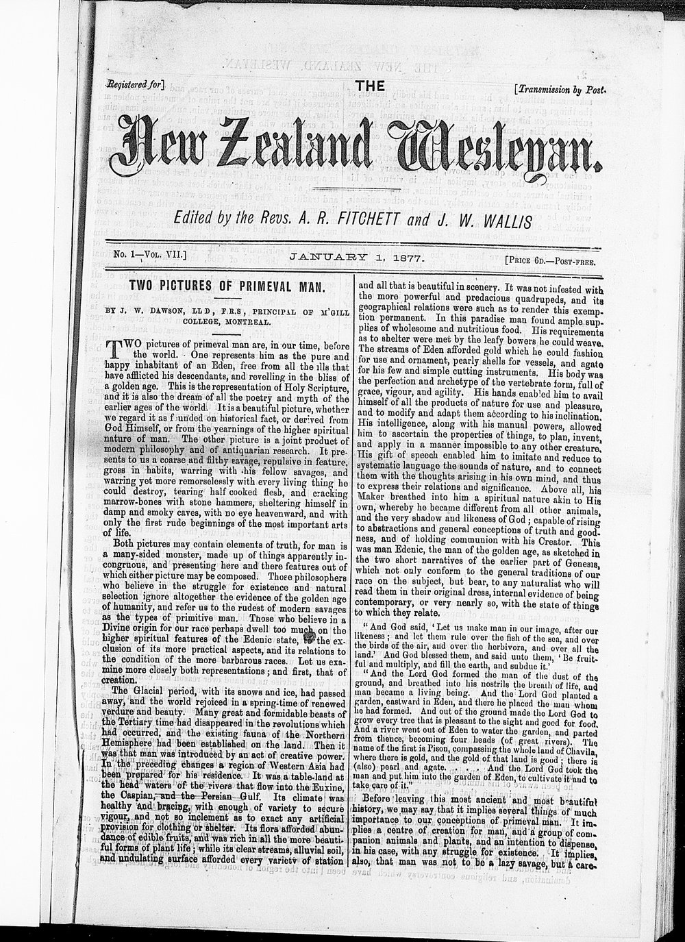 The New Zealand Wesleyan: 1st January 1877
