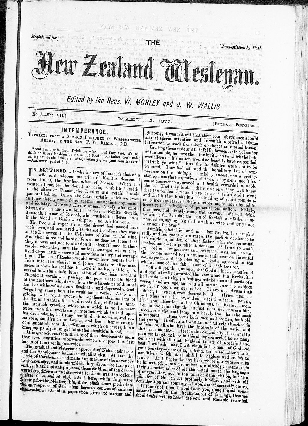 The New Zealand Wesleyan: 2nd March 1877