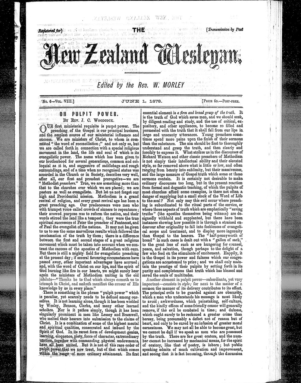 The New Zealand Wesleyan: 1st June 1878
