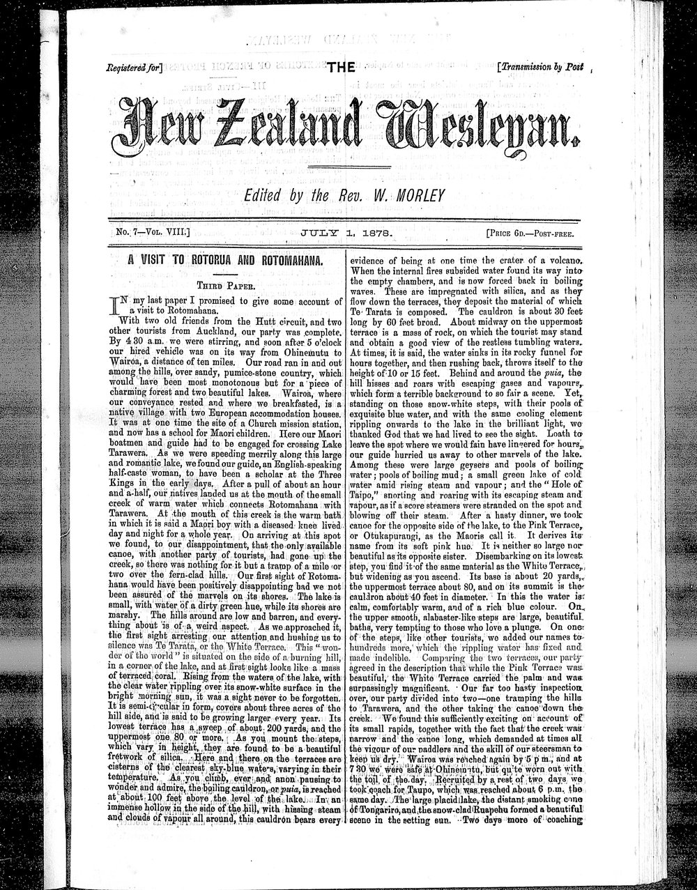 The New Zealand Wesleyan: 1st July 1878