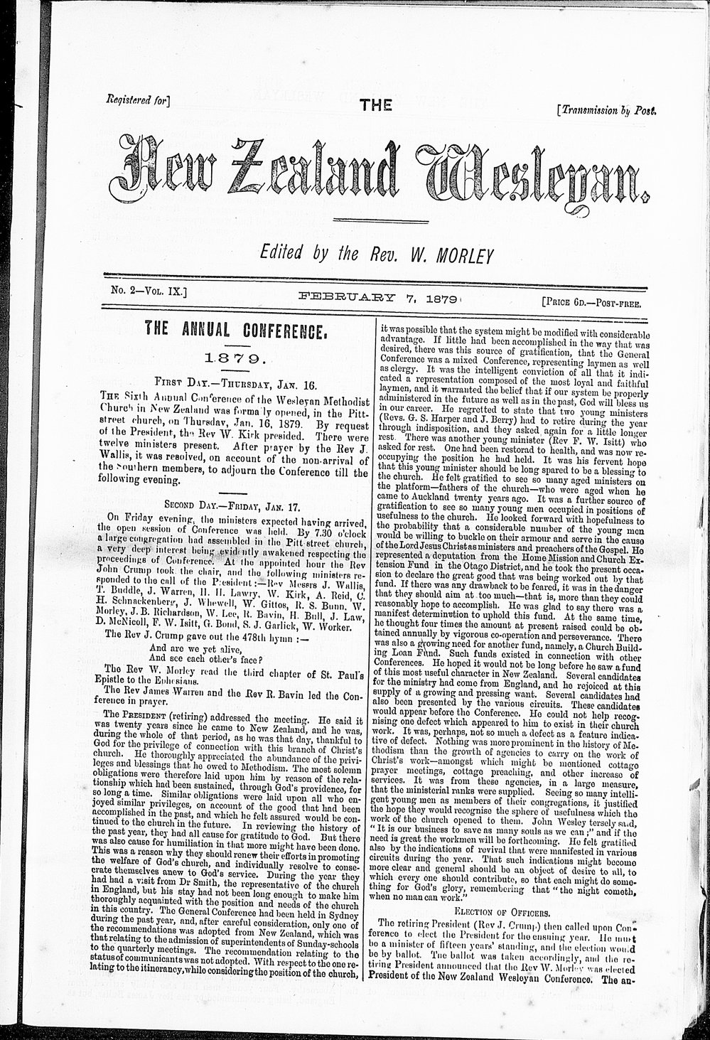The New Zealand Wesleyan: 7th February 1879