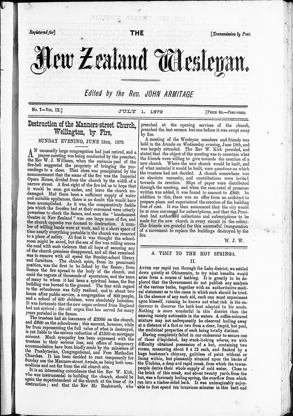 The New Zealand Wesleyan: 1st July 1879