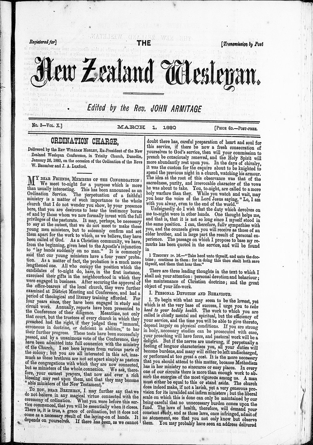 The New Zealand Wesleyan: 1st March 1880