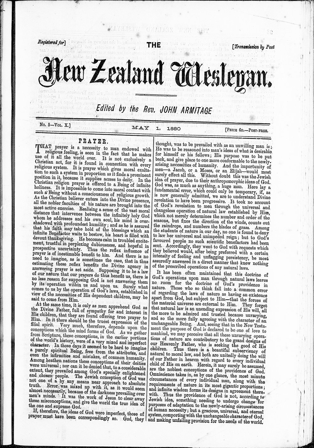The New Zealand Wesleyan: 1st May 1880