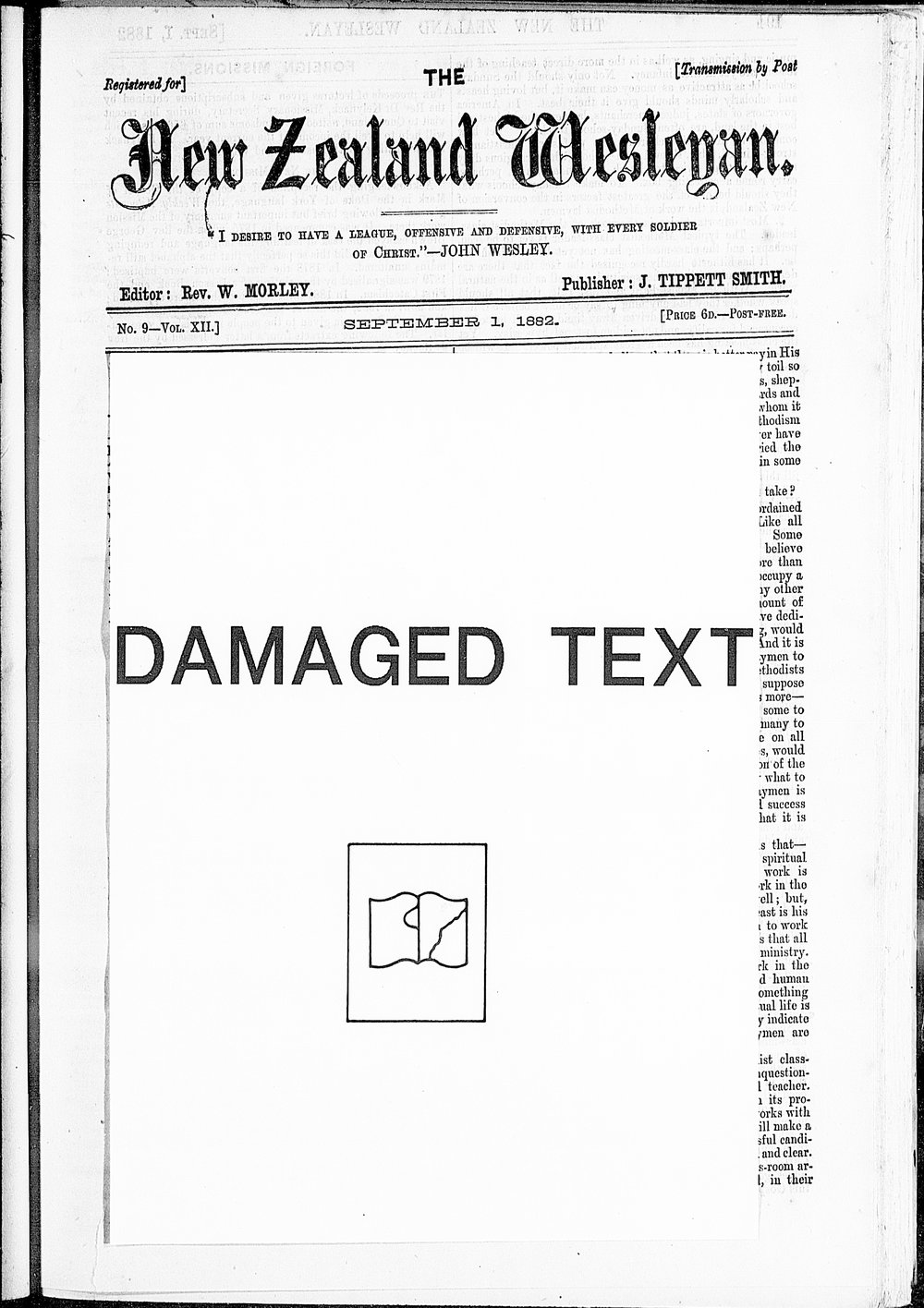 The New Zealand Wesleyan: 1st September 1882