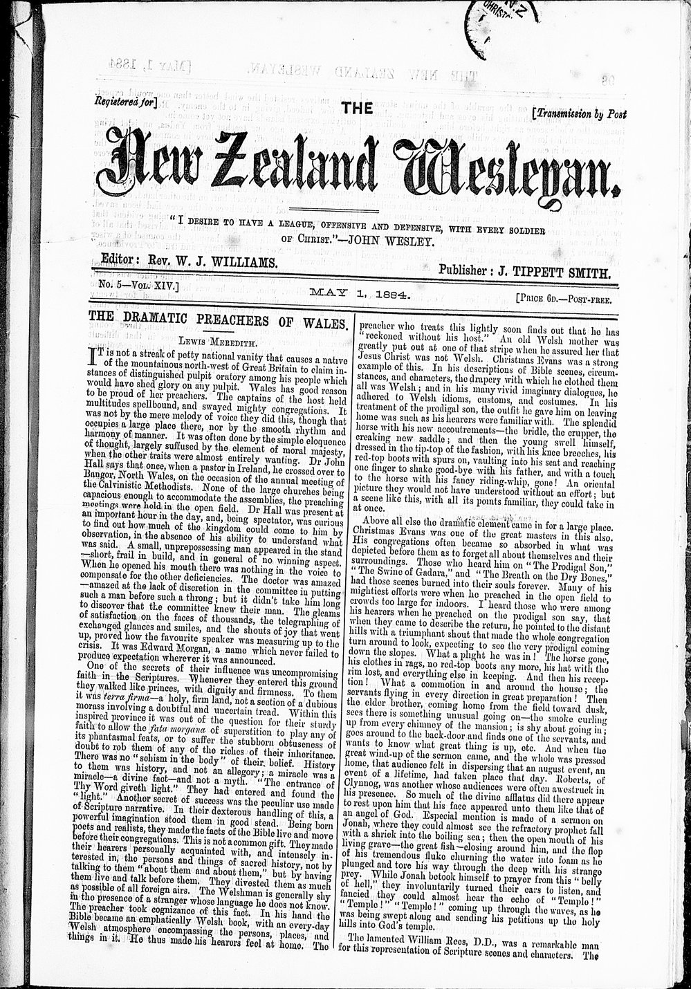 The New Zealand Wesleyan: 1st May 1884