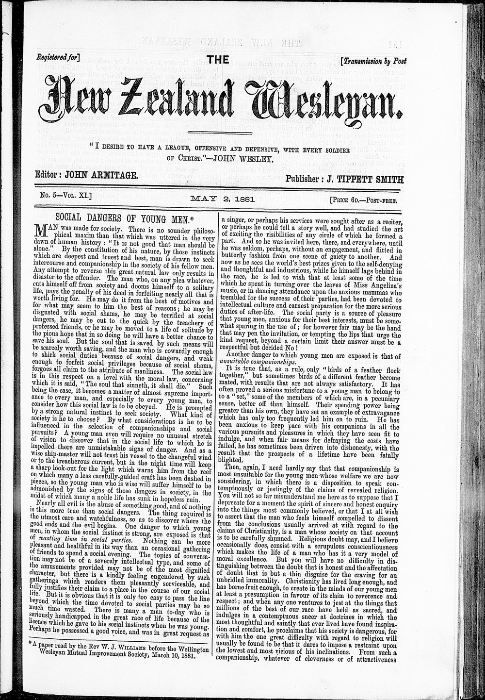 The New Zealand Wesleyan: 2nd May 1891
