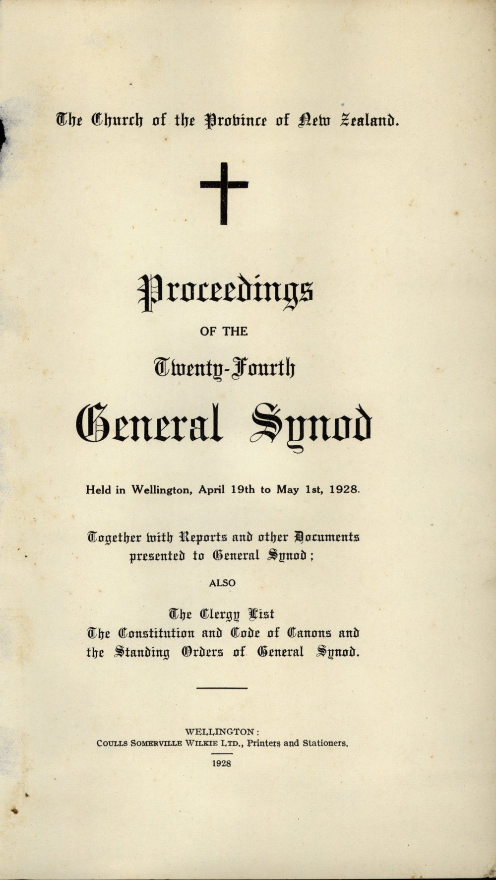 Proceedings of the General Synod: 24th General Synod, 1928