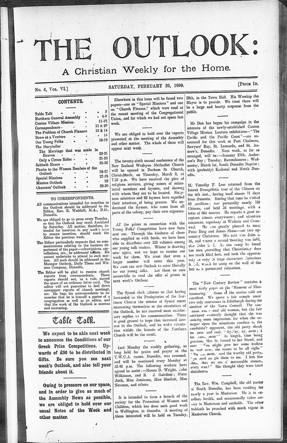 The Outlook: 25th February 1899