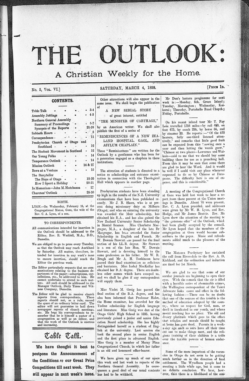 The Outlook: 4th March 1899