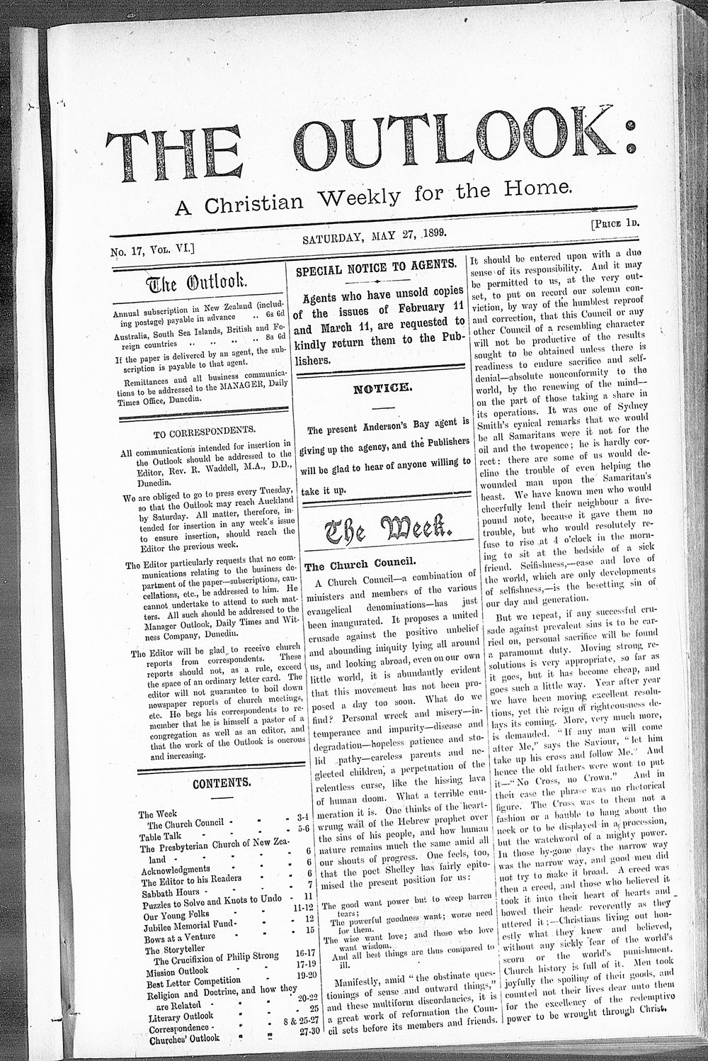 The Outlook: 27th May 1899