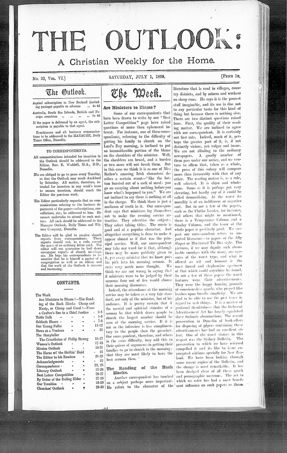 The Outlook: 1st July 1899