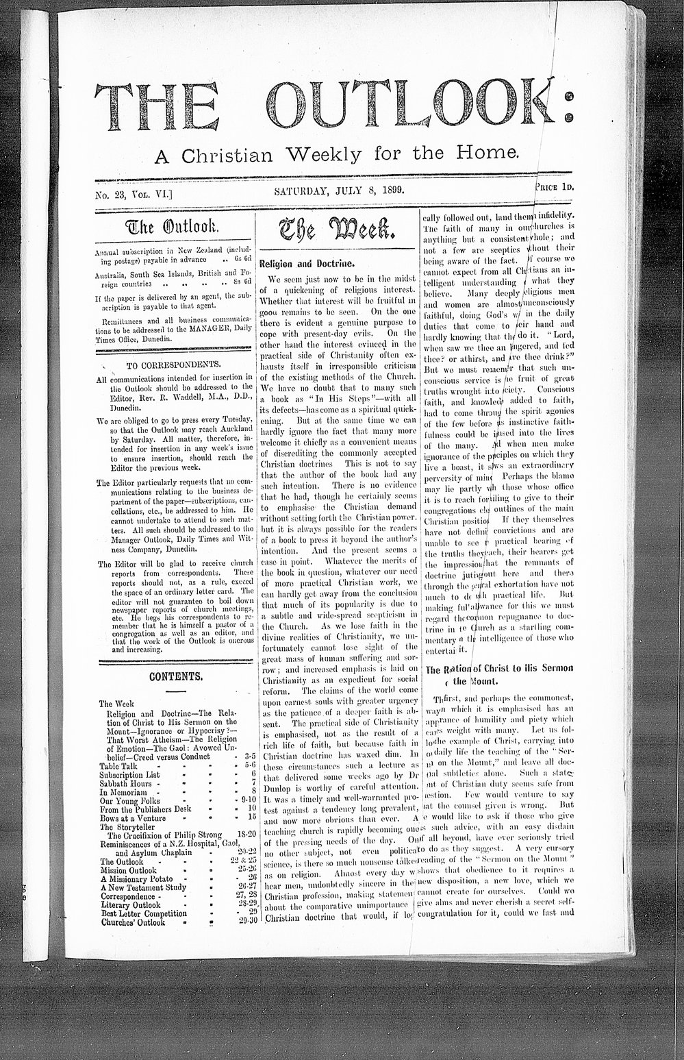 The Outlook: 8th July 1899