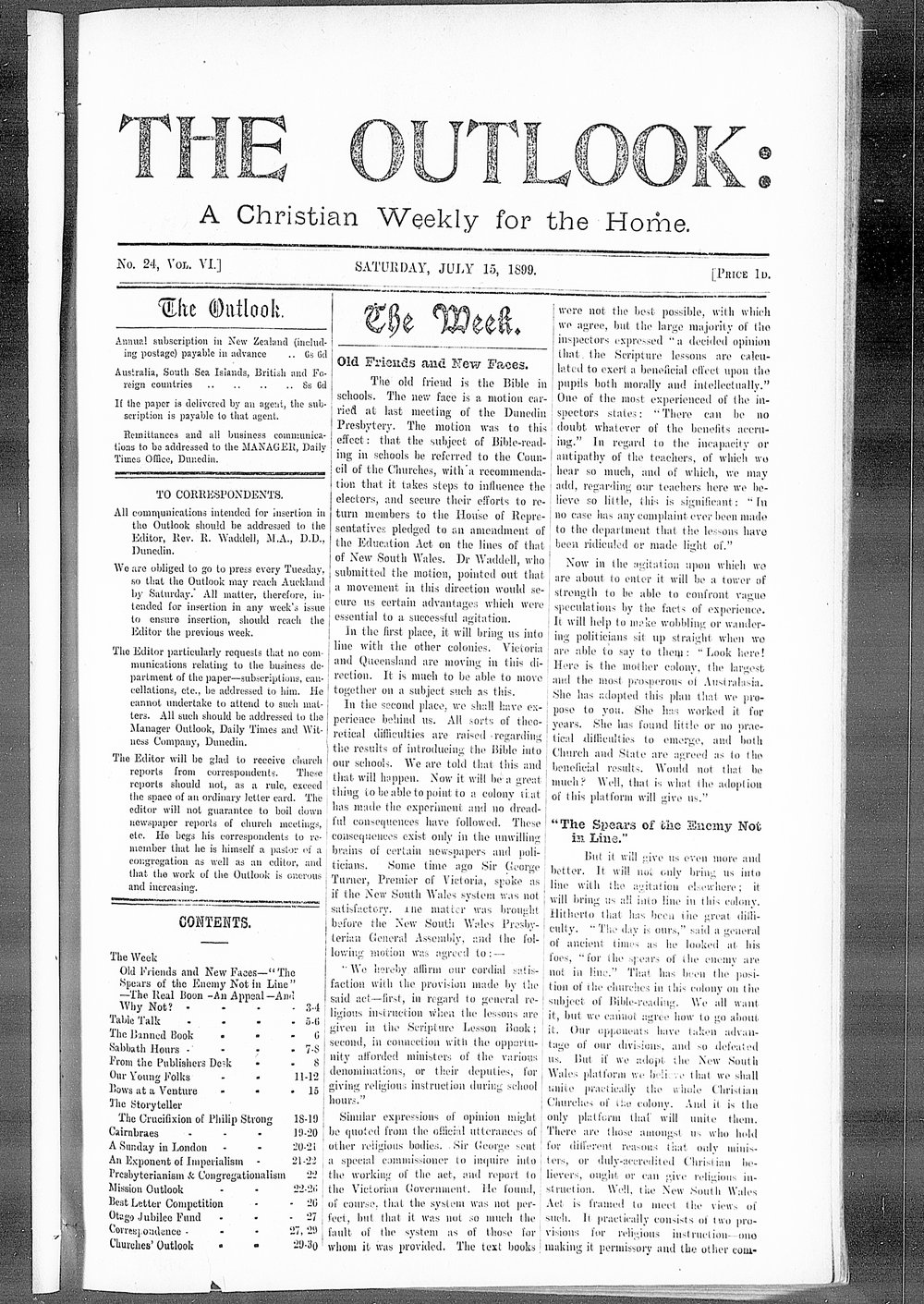 The Outlook: 15th July 1899