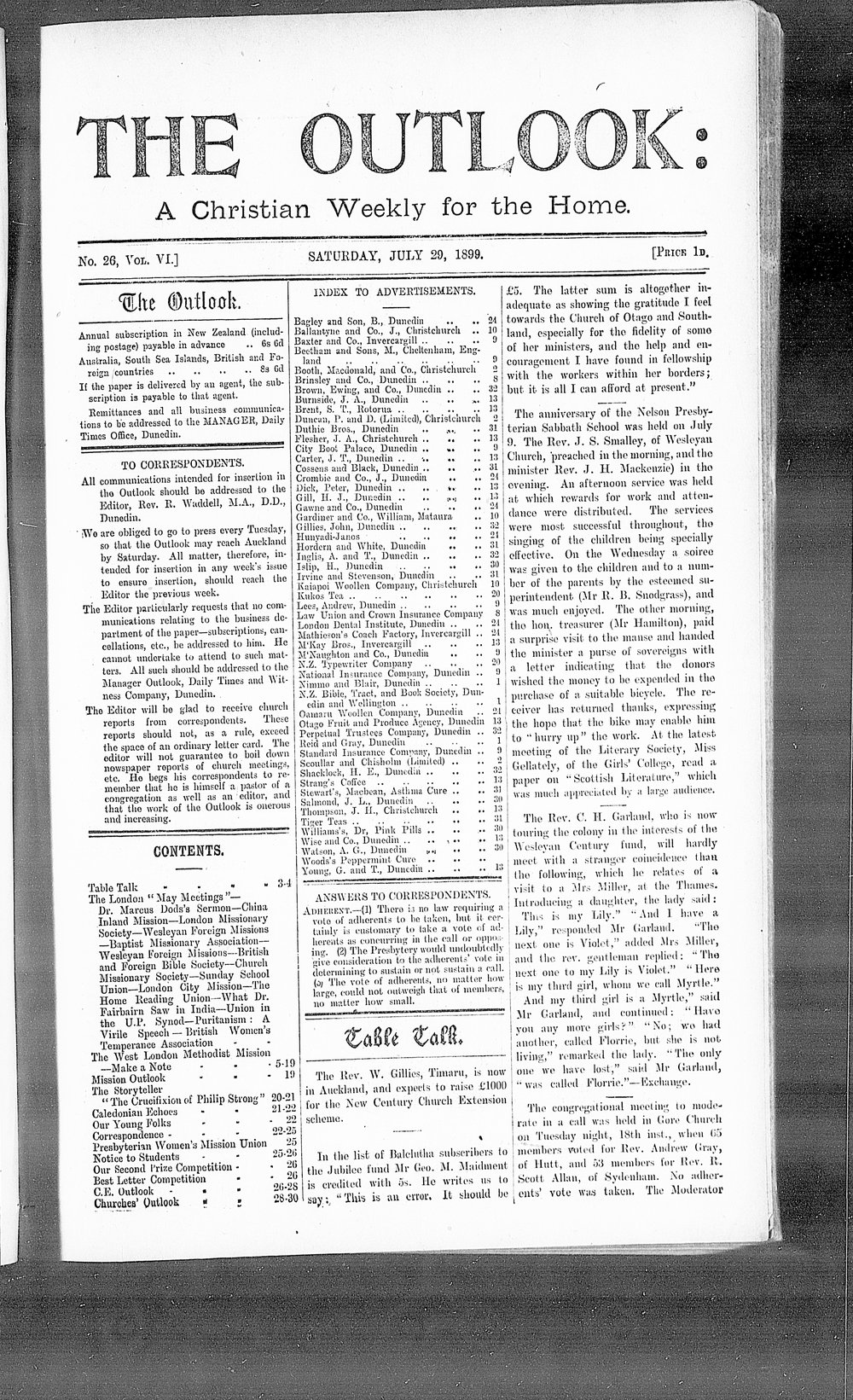 The Outlook: 29th July 1899