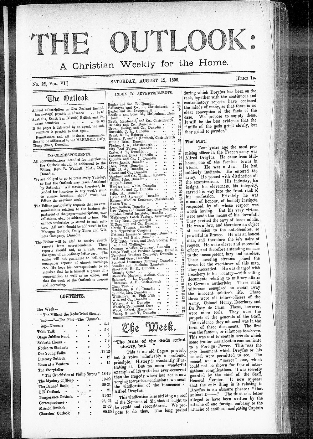The Outlook: 12th August 1899