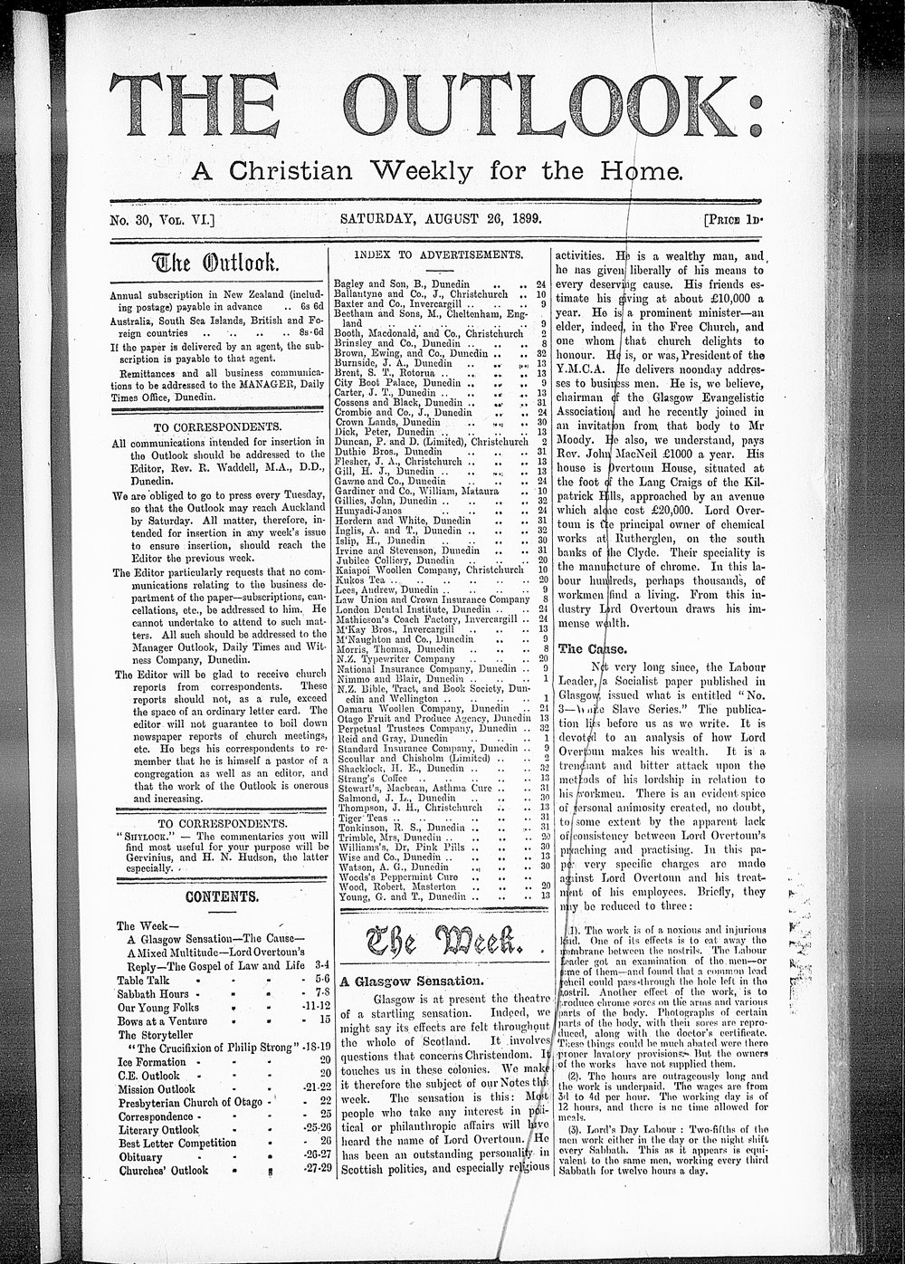 The Outlook: 26th August 1899