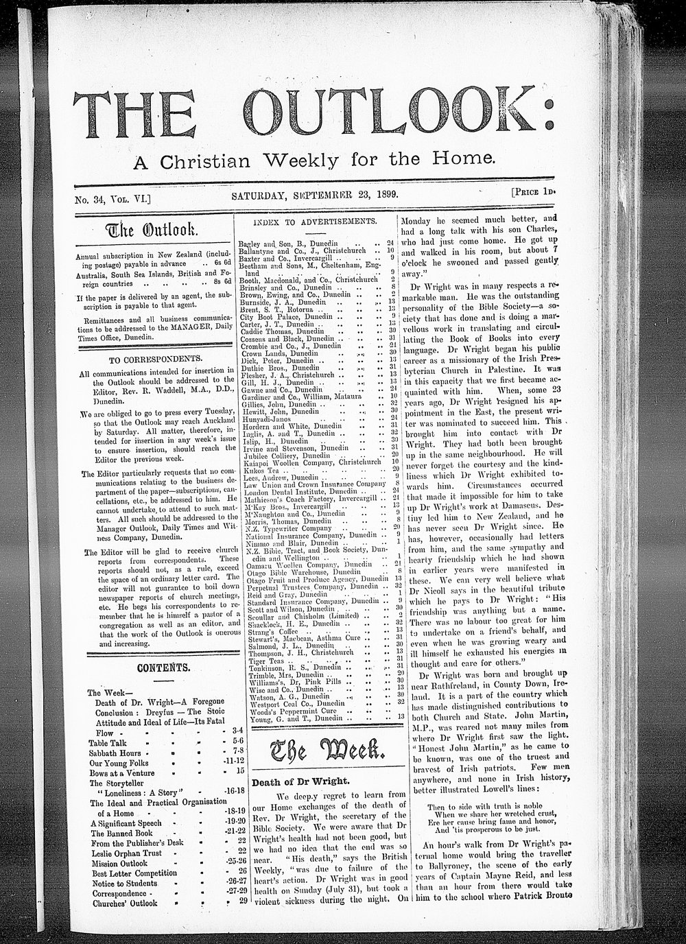 The Outlook: 23rd September 1899