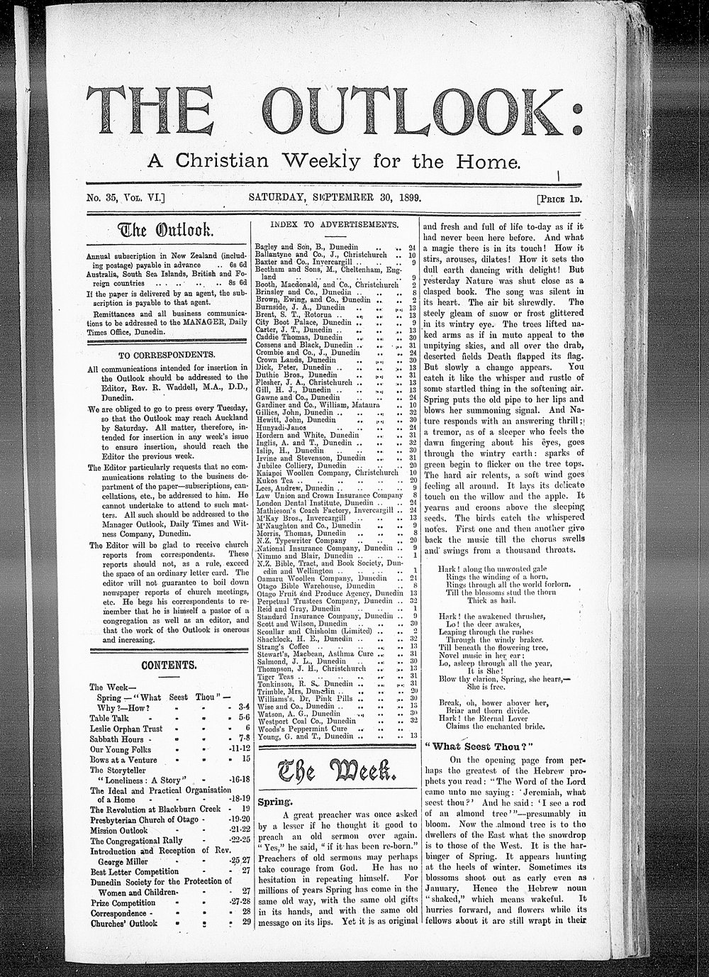 The Outlook: 30th September 1899