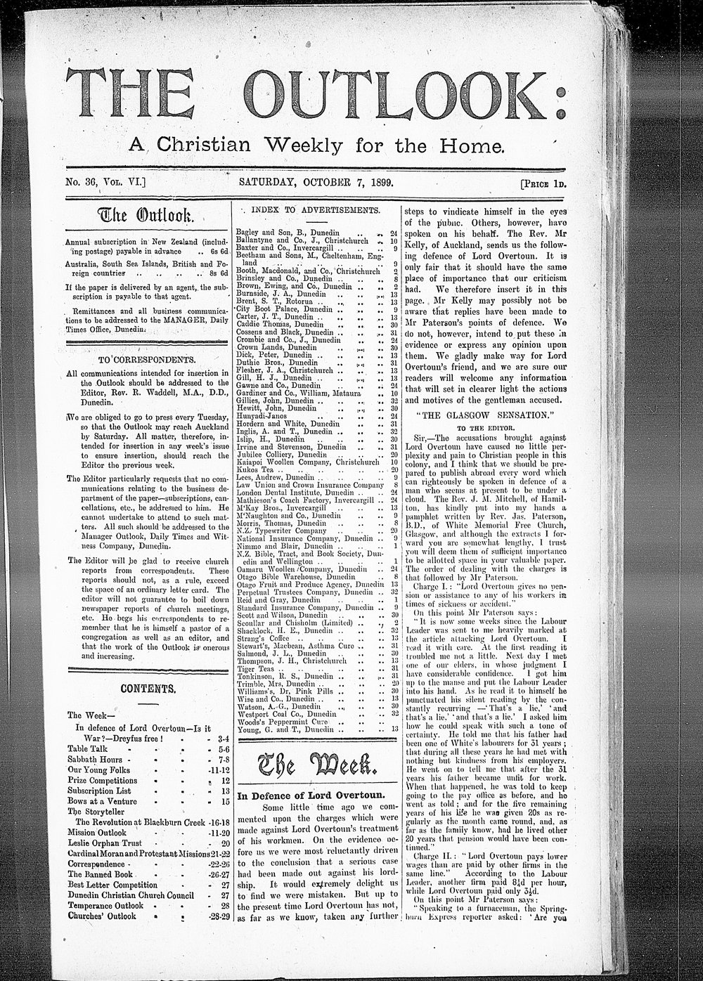 The Outlook: 7th October 1899