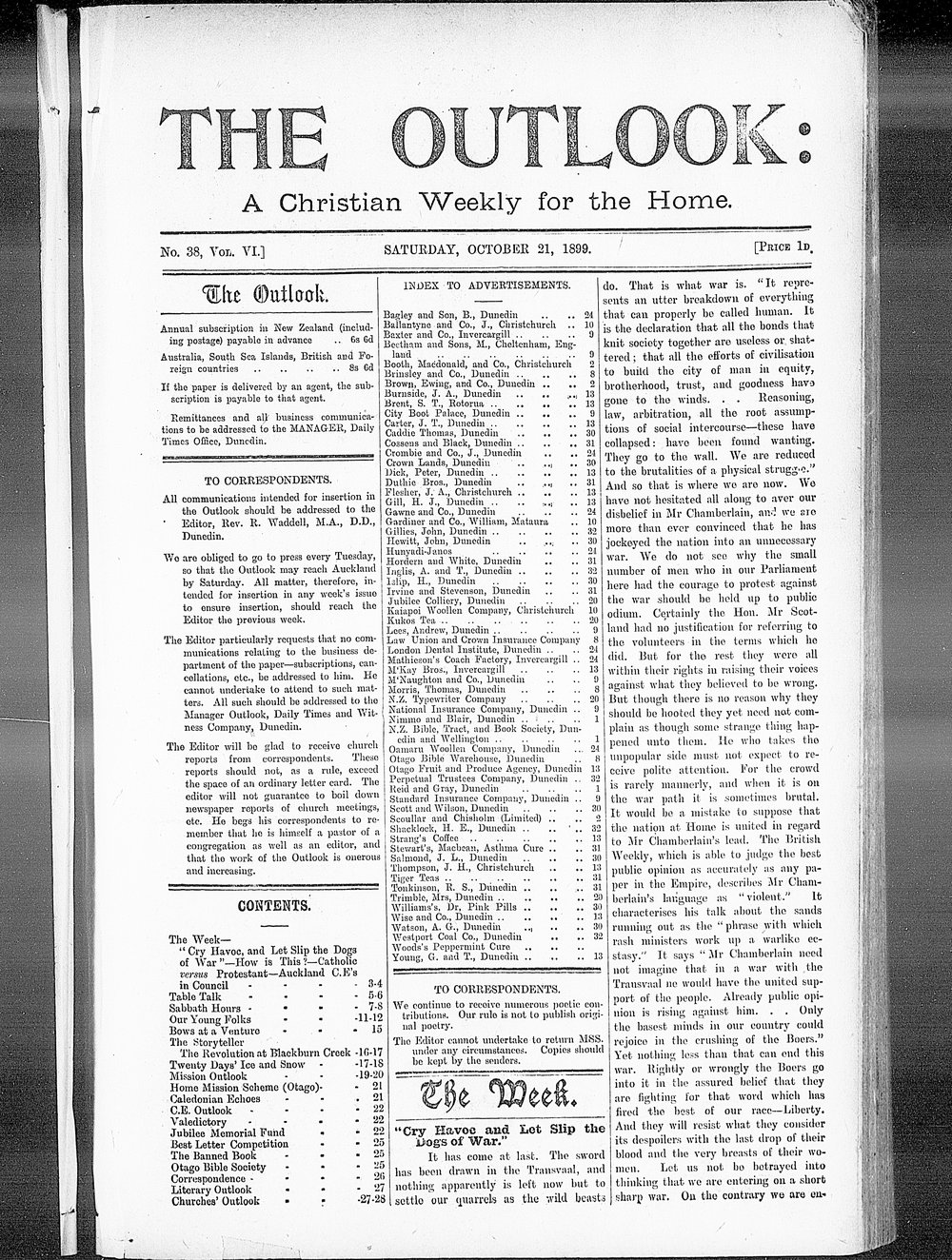 The Outlook: 21st October 1899