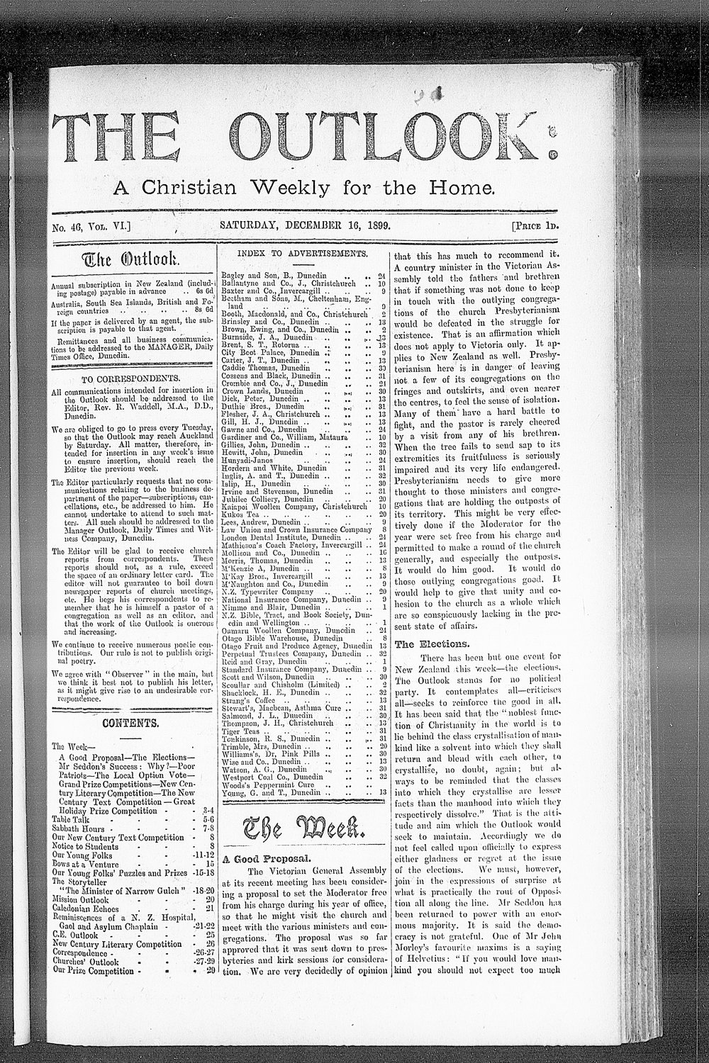 The Outlook: 16th December 1899