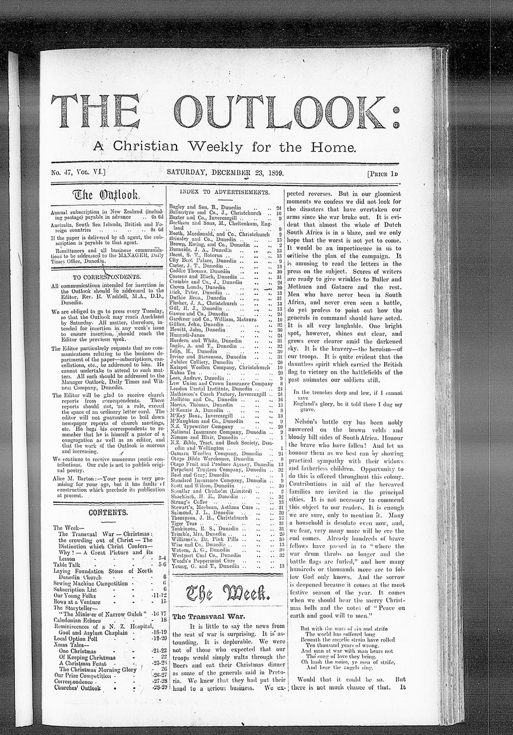 The Outlook: 23rd December 1899