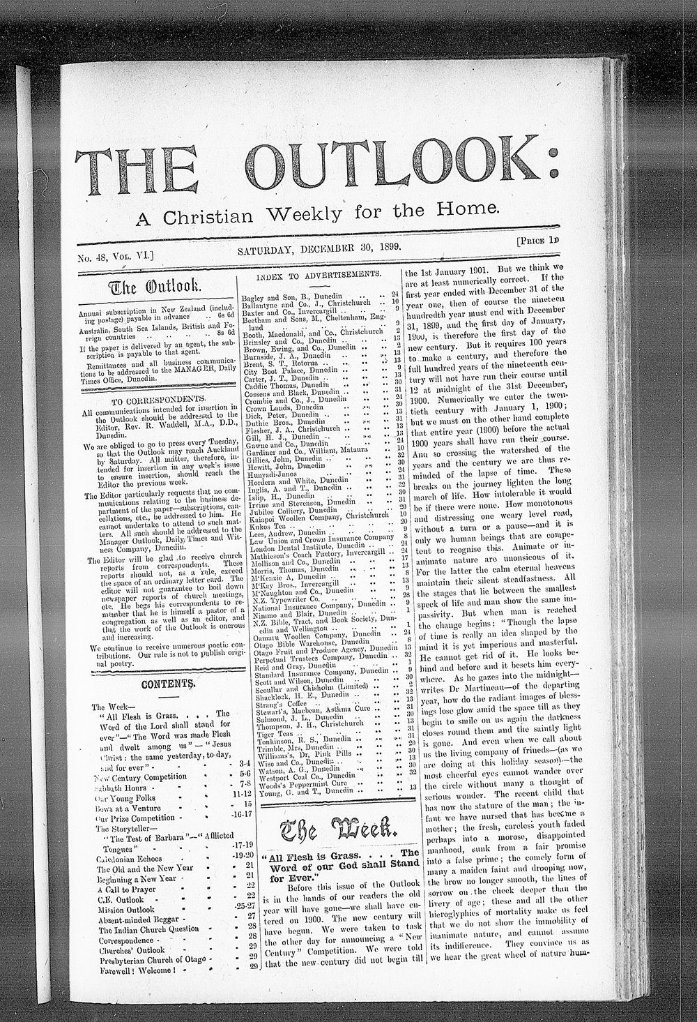 The Outlook: 30th December 1899
