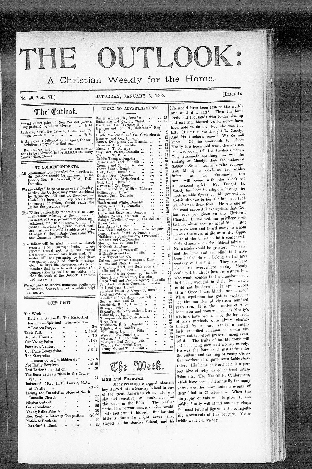 The Outlook: 6th January 1900