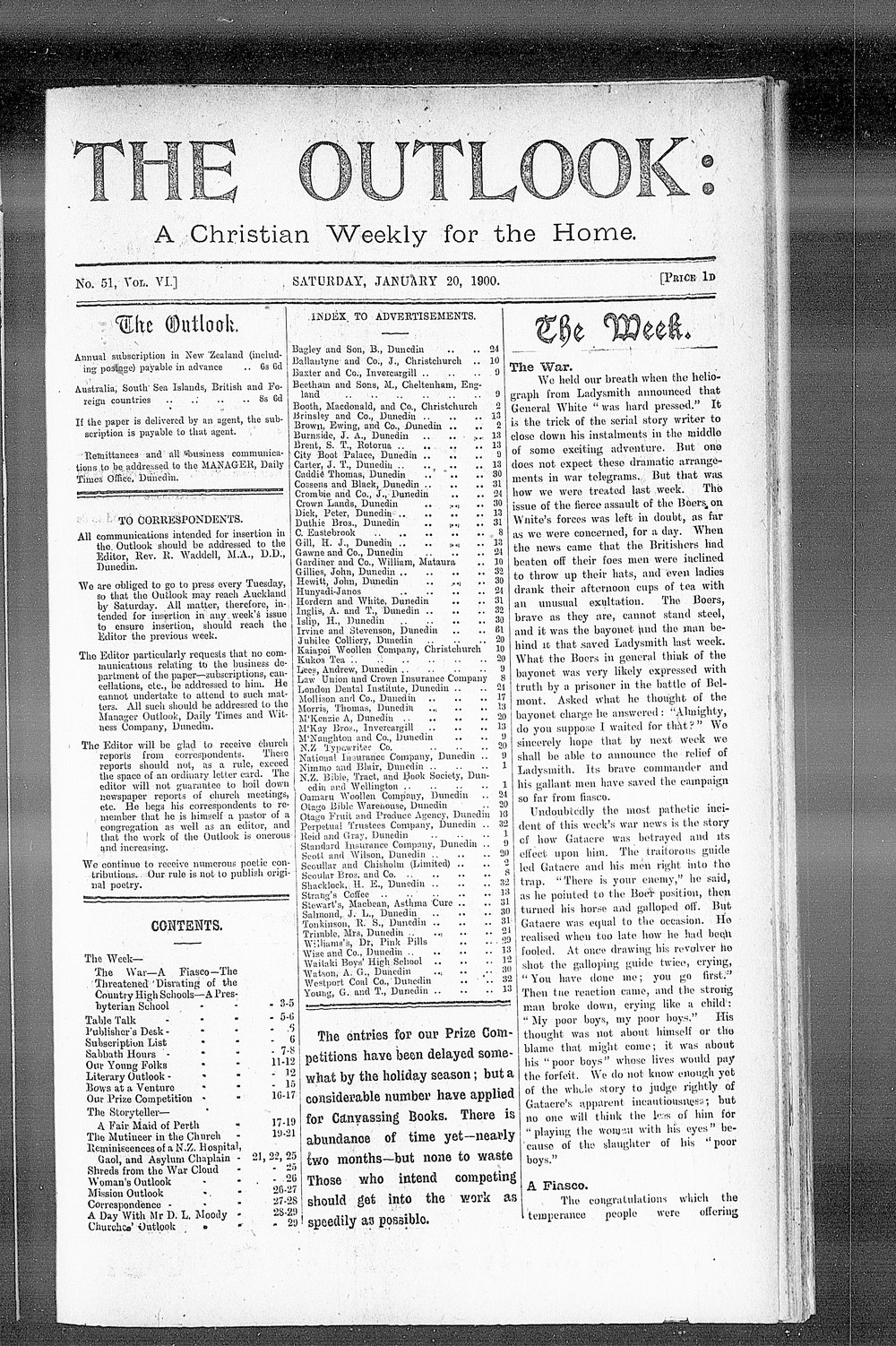 The Outlook: 20th January 1900