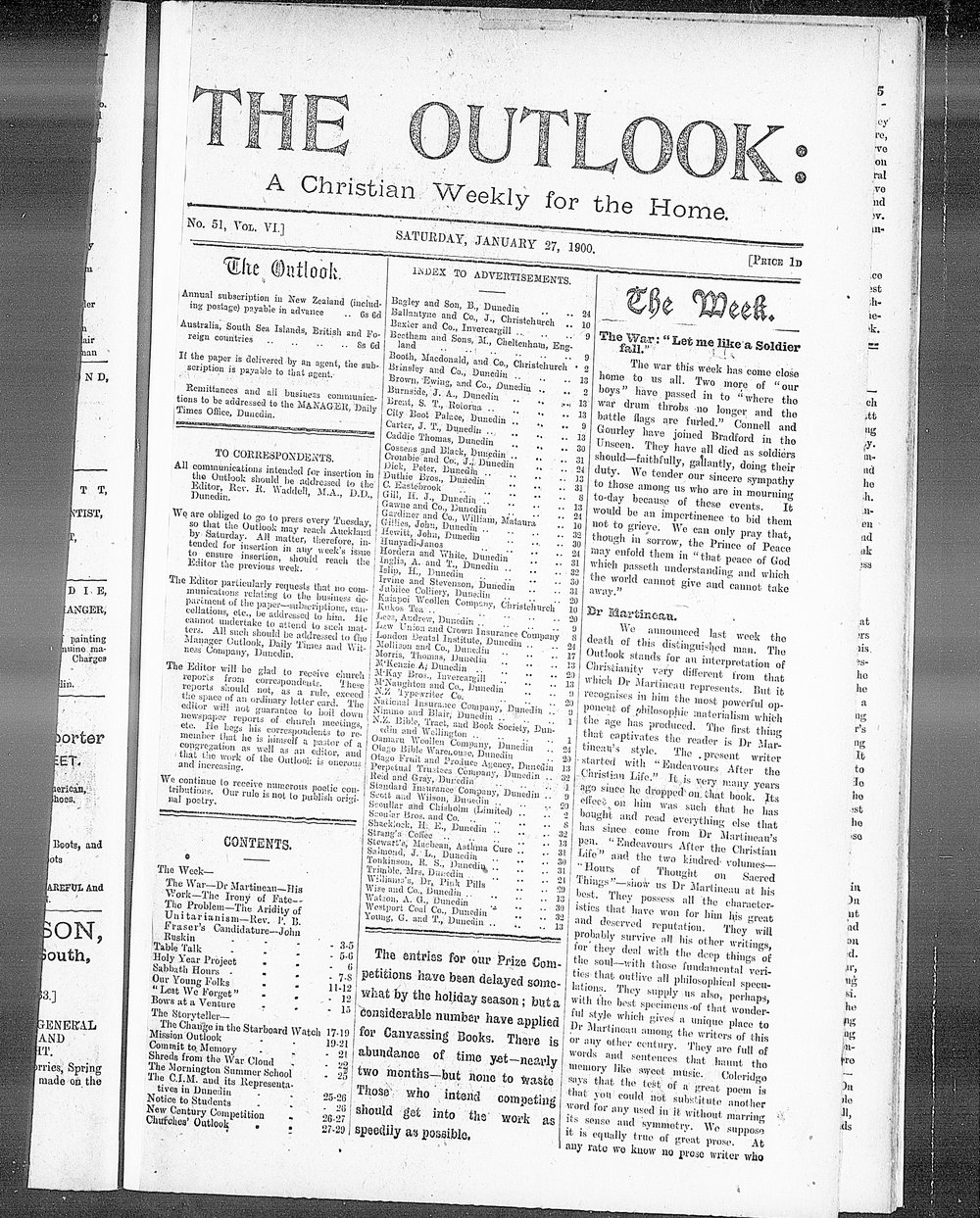 The Outlook: 27th January 1900