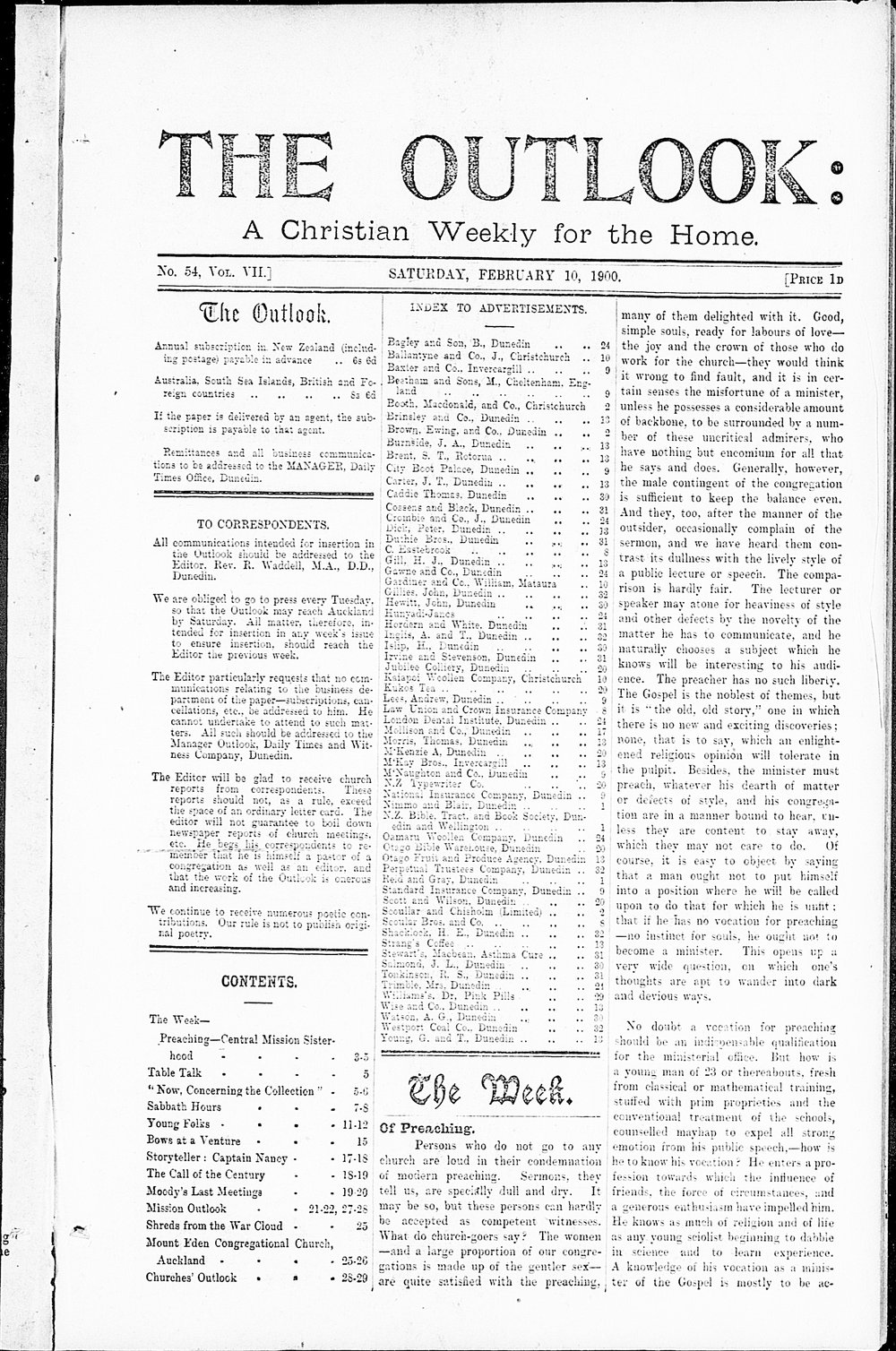 The Outlook: 10th February 1900