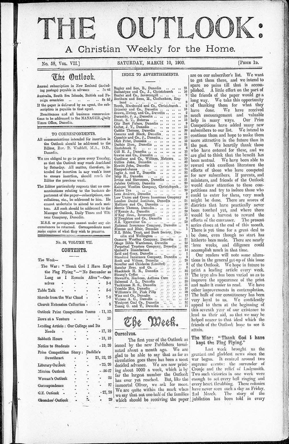 The Outlook: 10th March 1900
