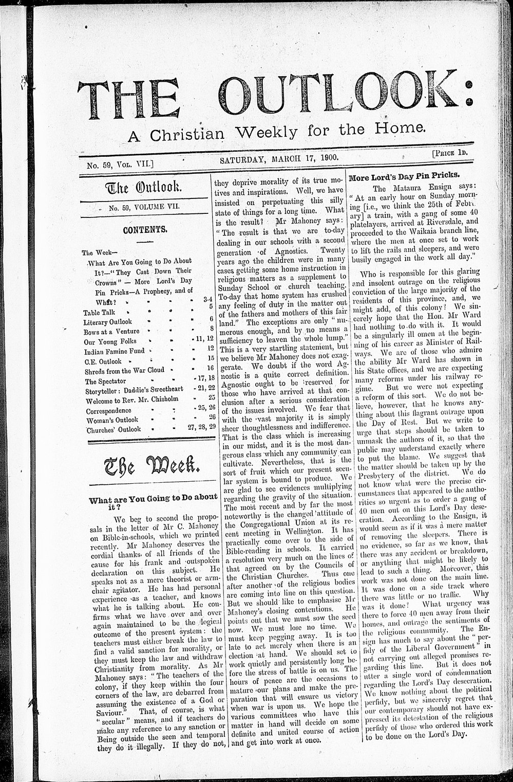 The Outlook: 17th March 1900