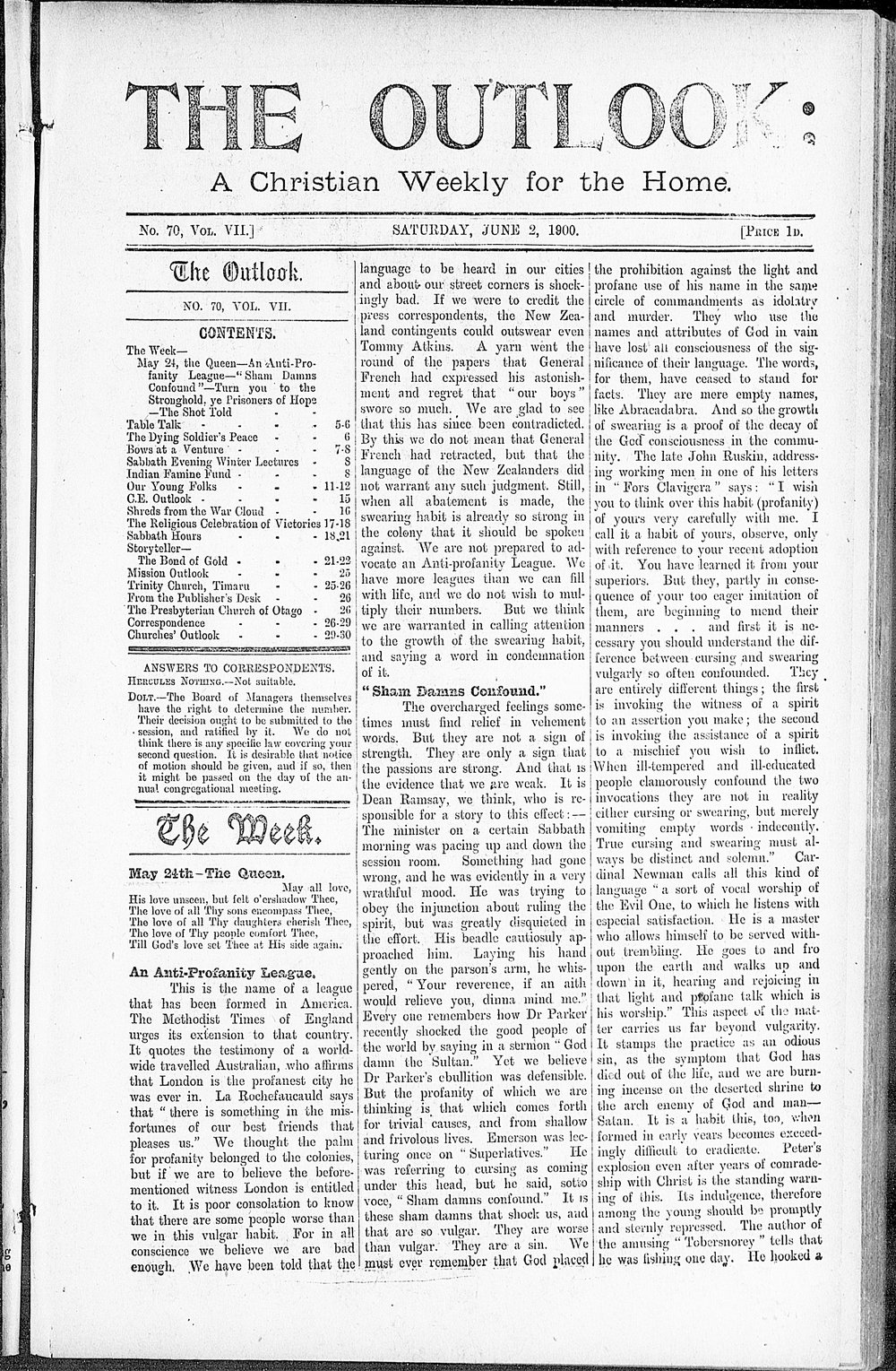 The Outlook: 2nd June 1900