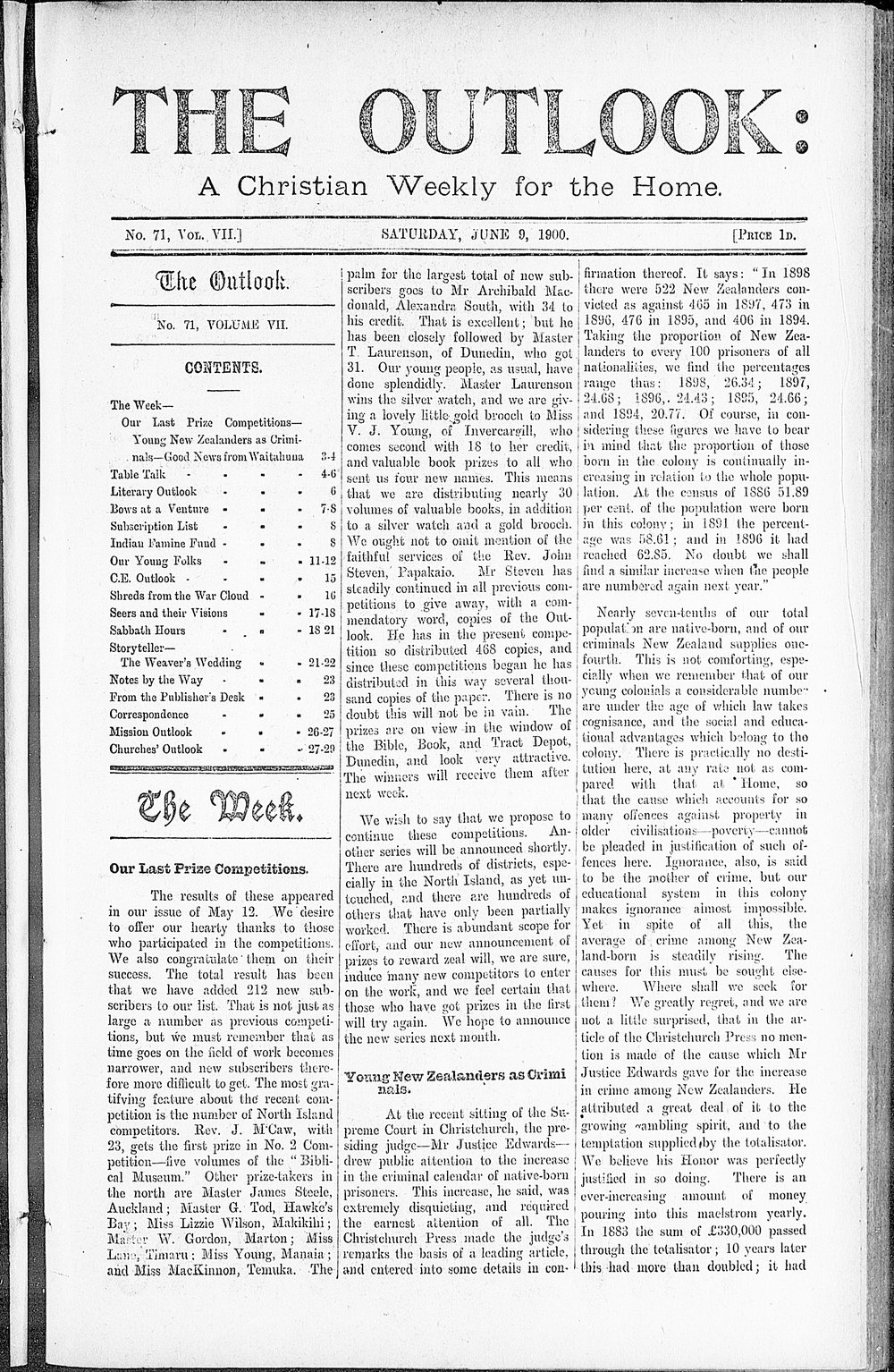 The Outlook: 9th June 1900
