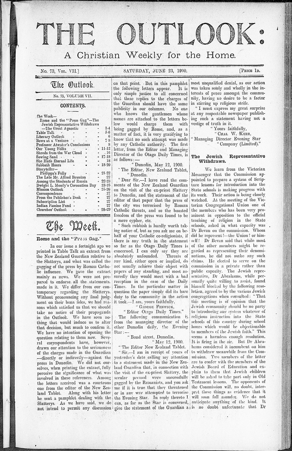 The Outlook: 23rd June 1900