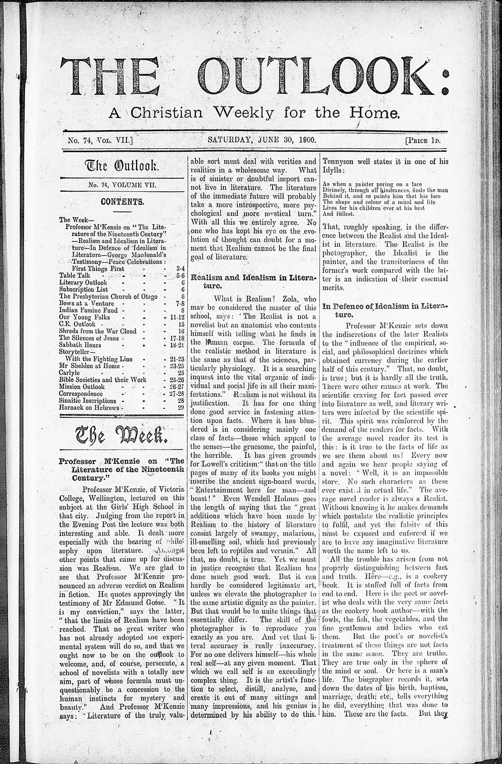 The Outlook: 30th June 1900