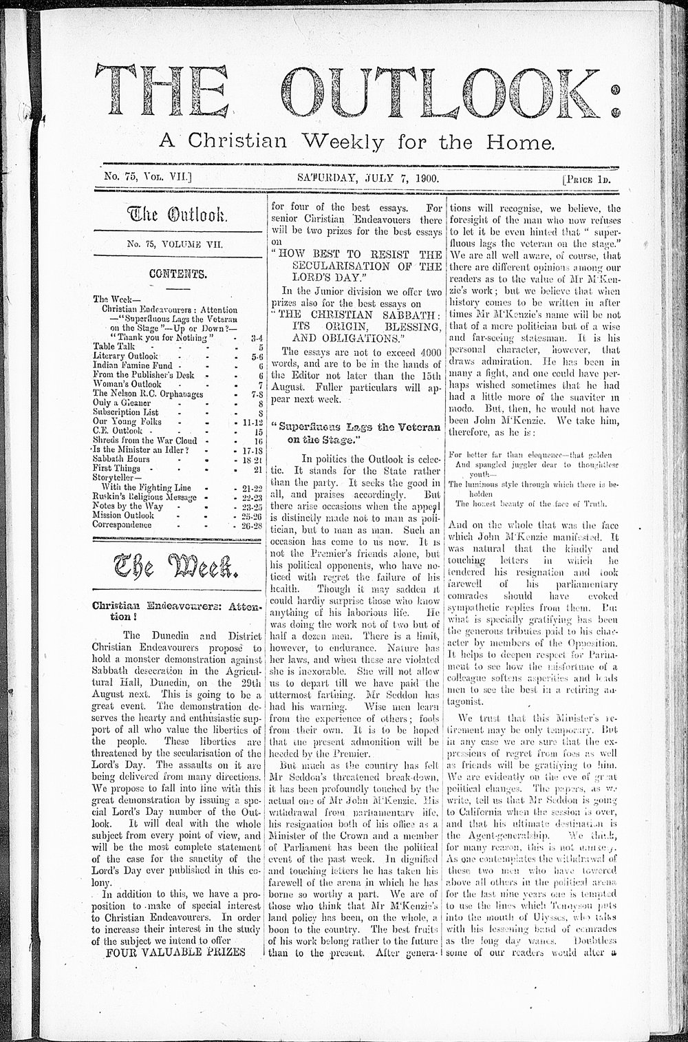 The Outlook: 7th July 1900