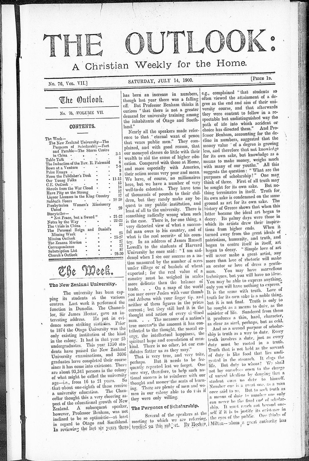 The Outlook: 14th July 1900
