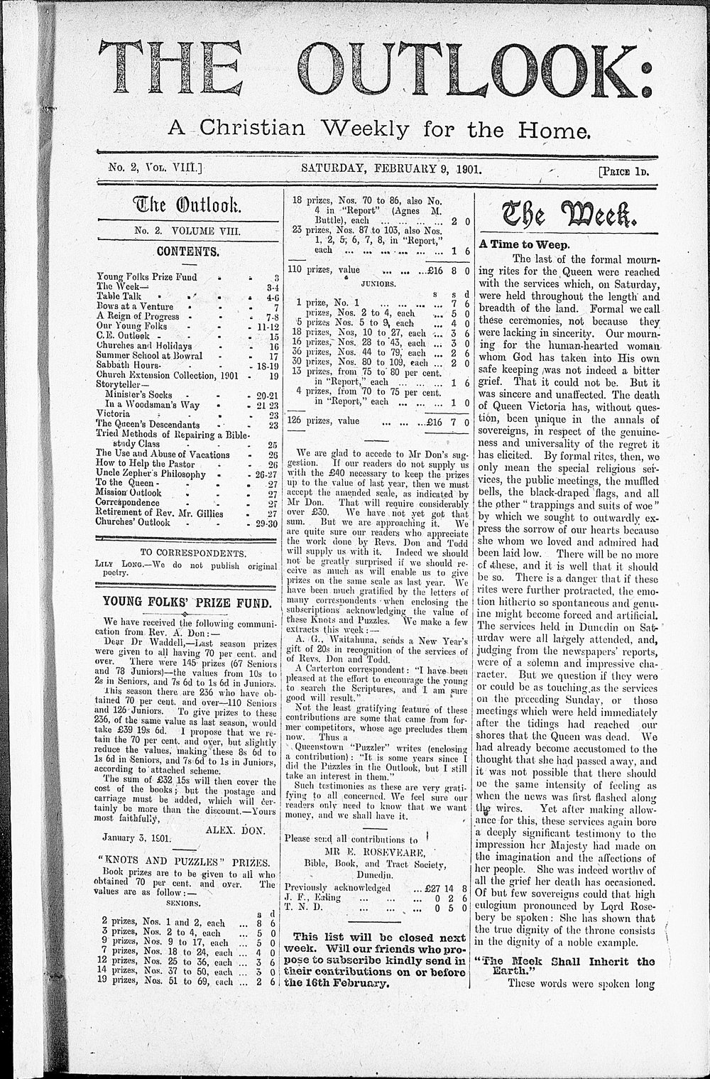 The Outlook: 9th February 1901