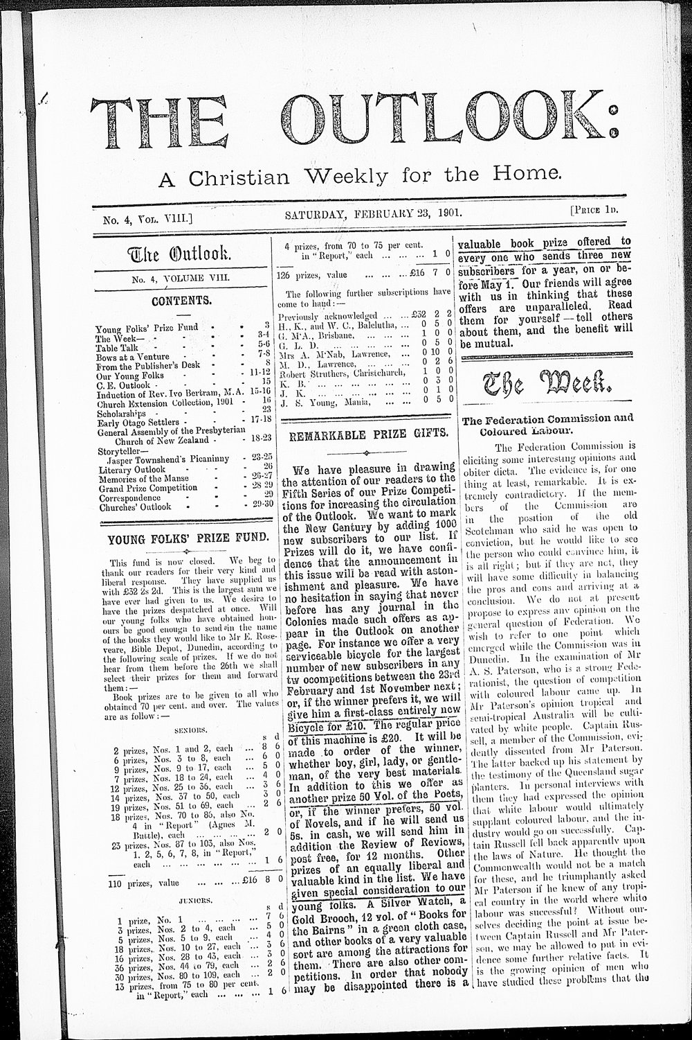 The Outlook: 23rd February 1901