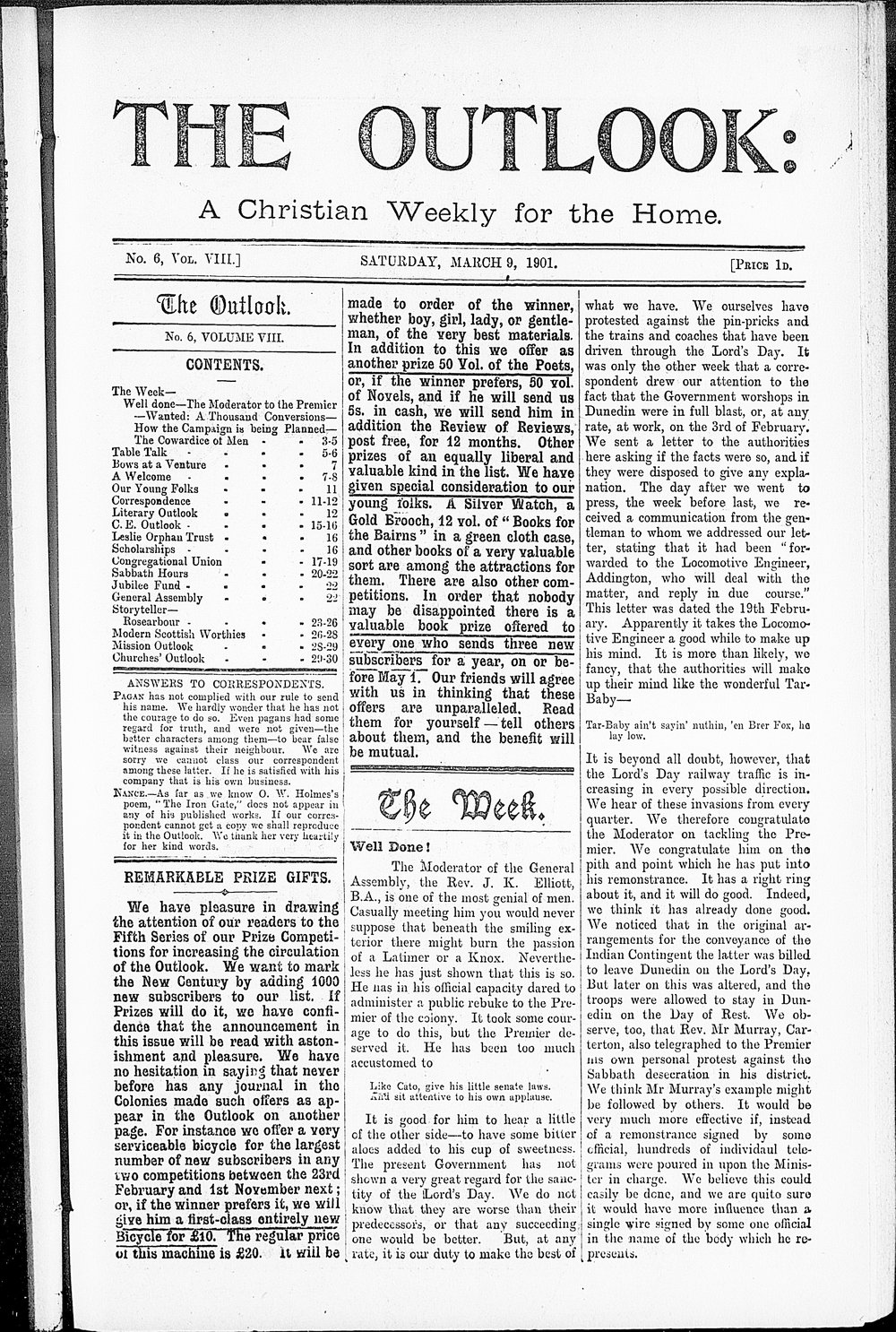 The Outlook: 9th March 1901