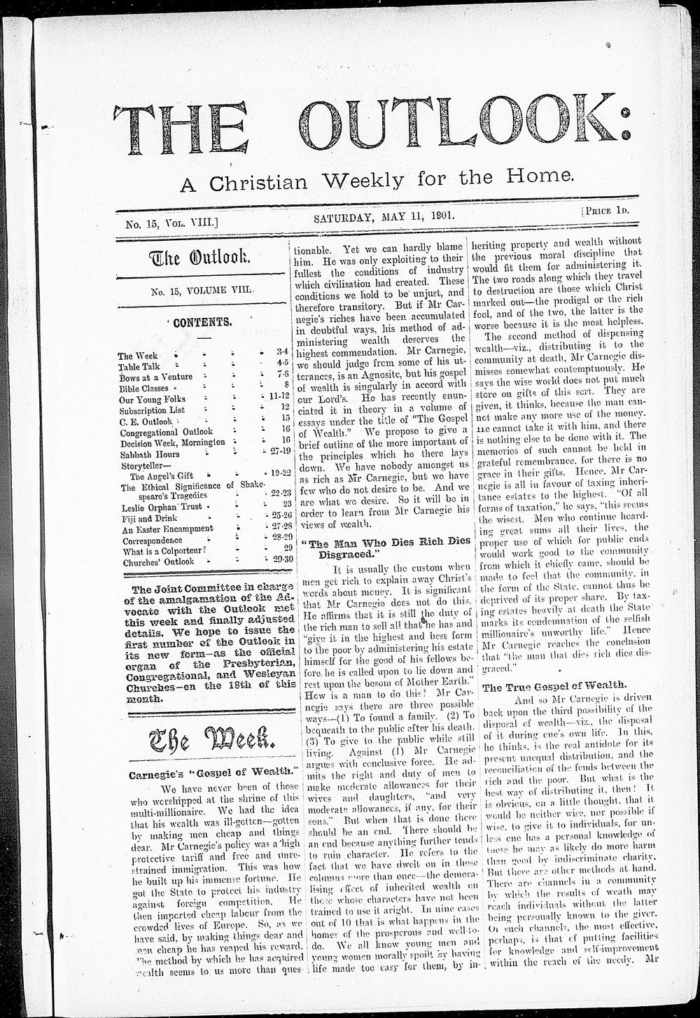 The Outlook: 11th May 1901