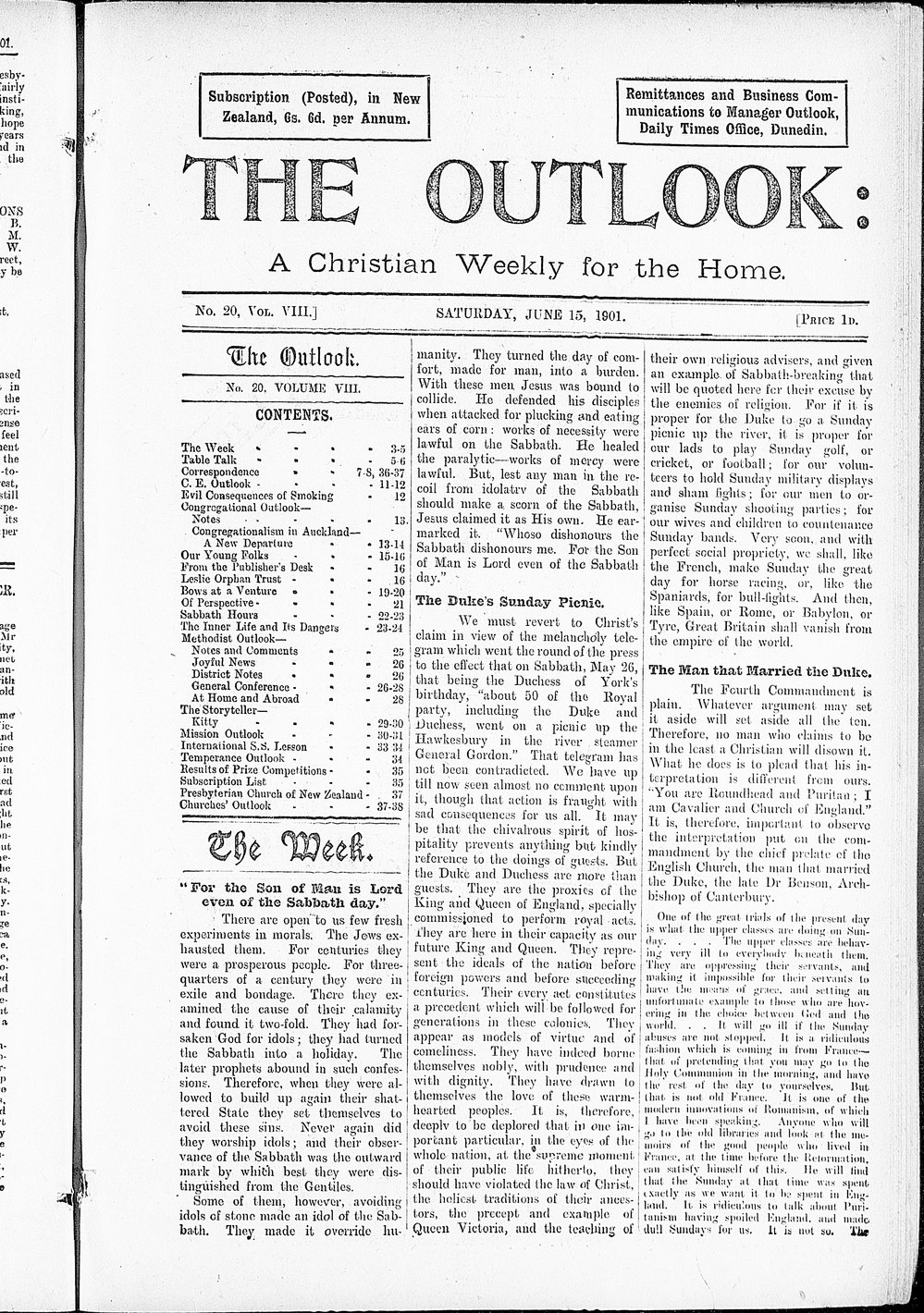The Outlook: 15th June 1901