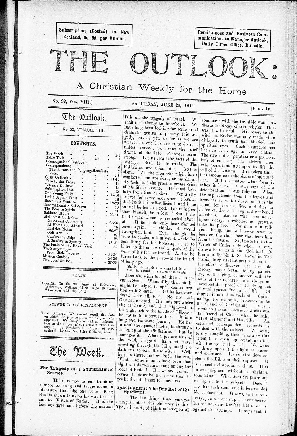 The Outlook: 29th June 1901