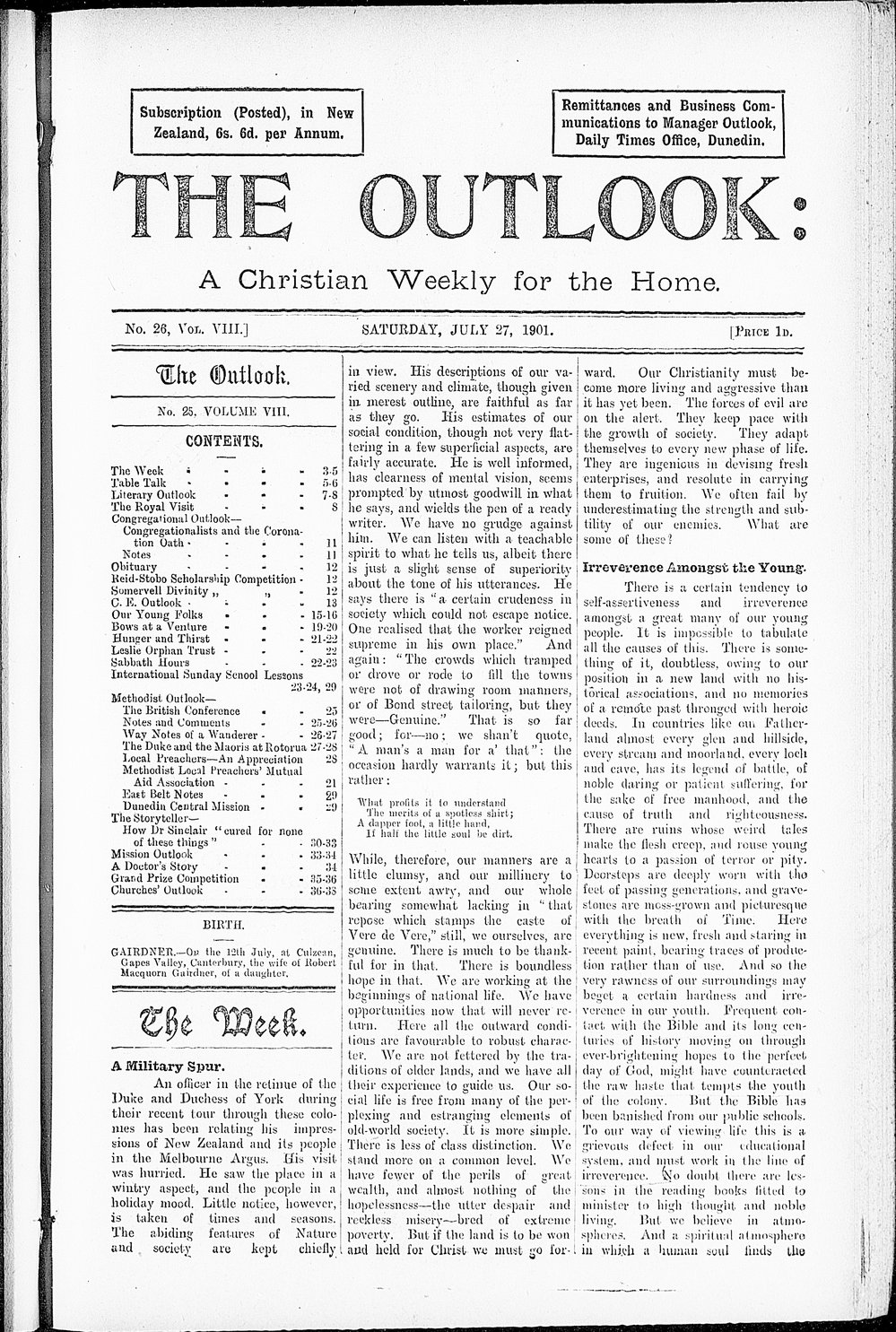 The Outlook: 27th July 1901