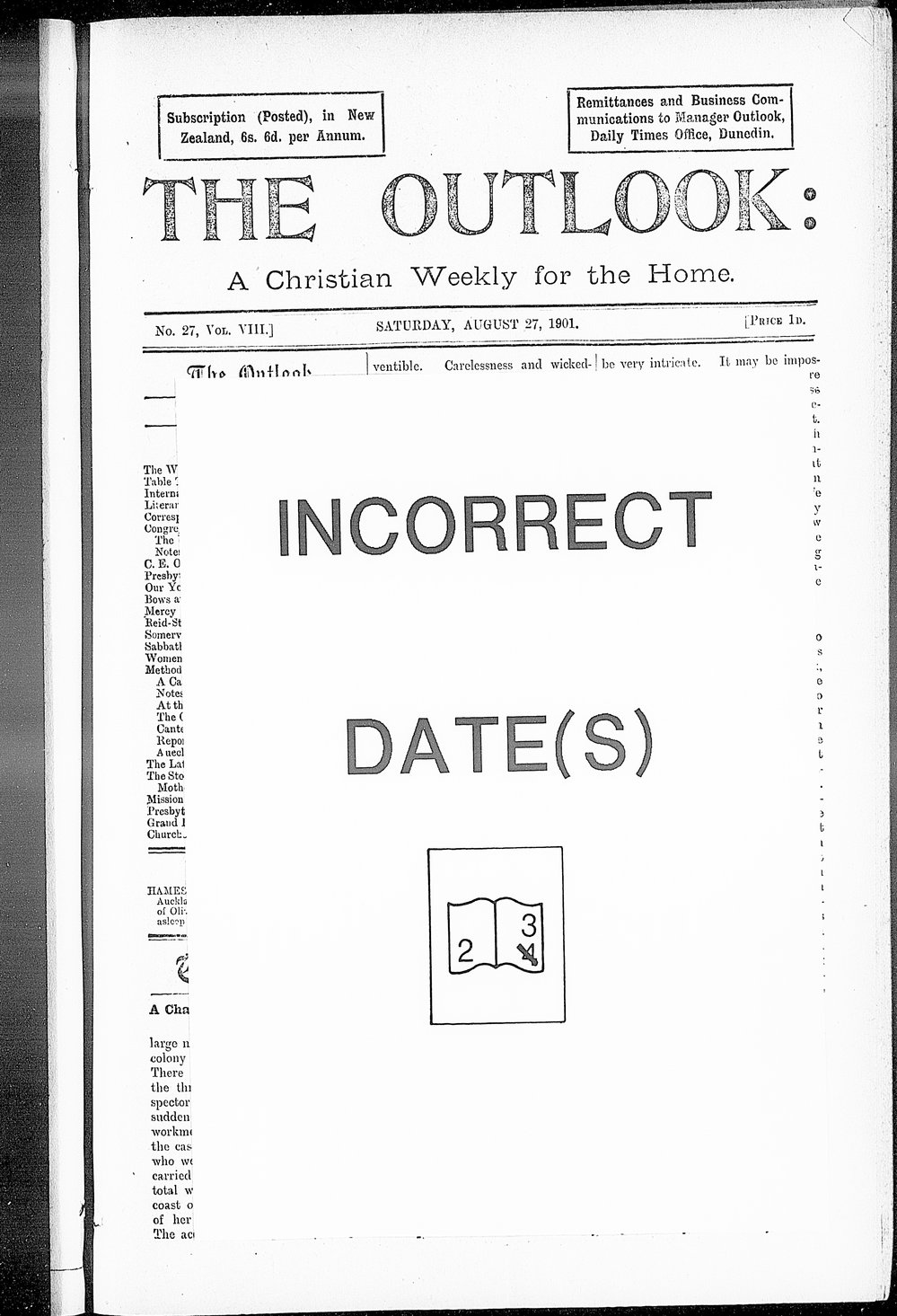 The Outlook: 3rd August 1901