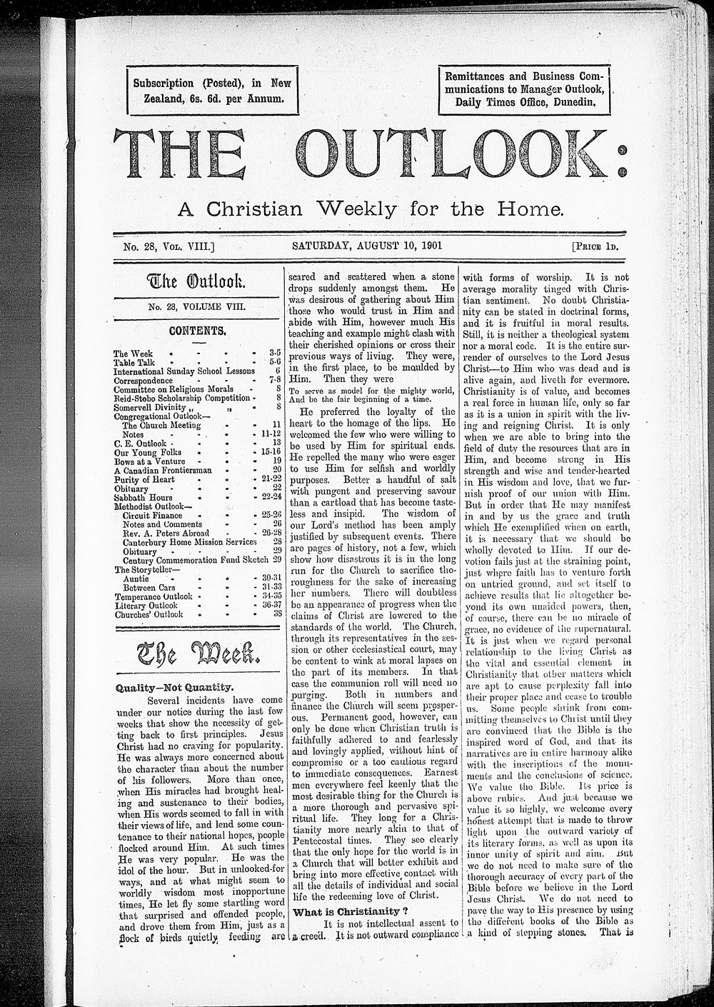 The Outlook: 10th August 1901