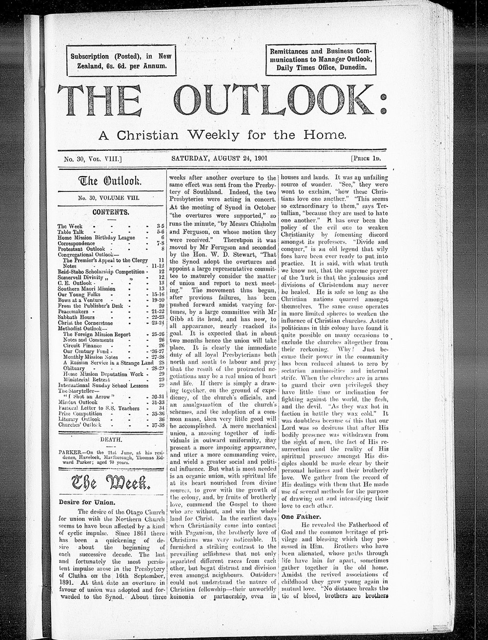 The Outlook: 24th August 1901